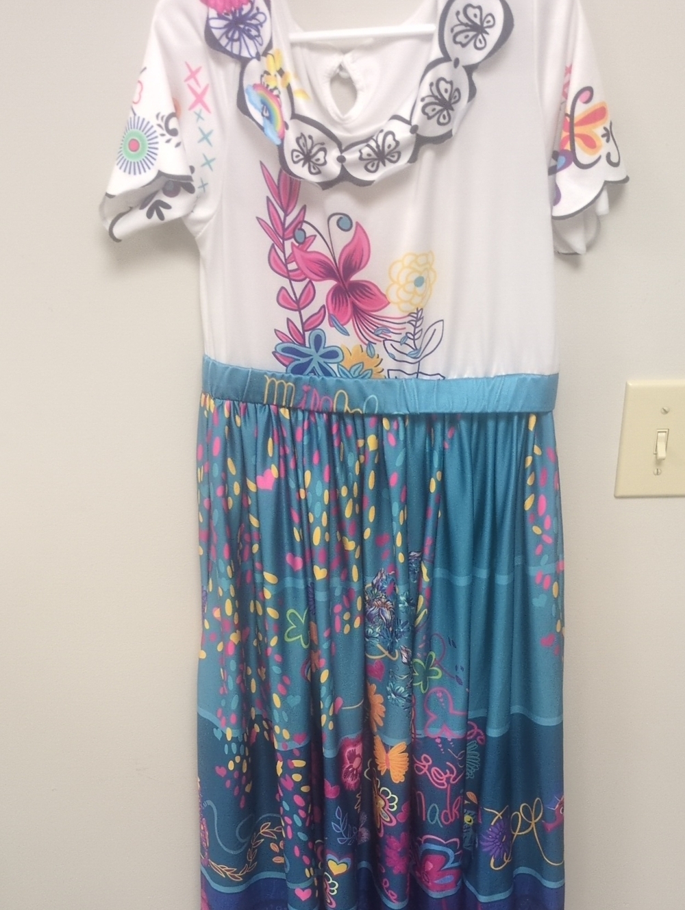 Mirabelle Girls' Floral Teal & White Printed Dress